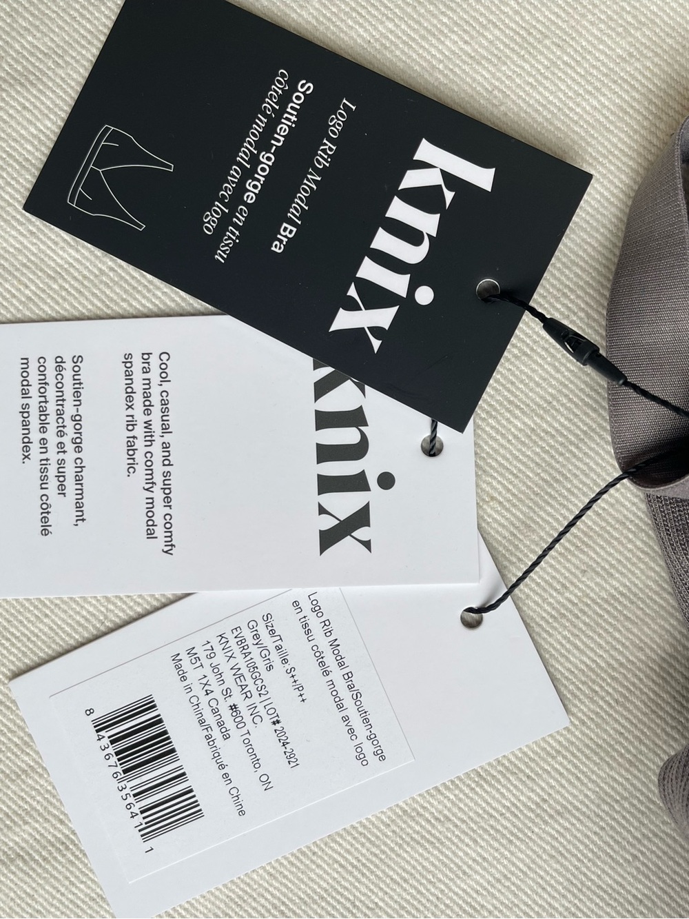 Knix Logo Rib Modal Bra Grey - Picture 12 of 12